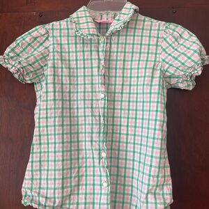 Lilly Pulitzer Pink and Green Checkered Kids Shirt